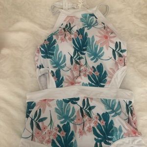 Tropical halter cut out swimsuit (NEVER WORN)